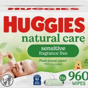 Huggies Natural Care Sensitive Baby Wipes, Unscented, Hypoallergenic, 99% Purified Water, 15 Flip-Top Packs (960 Wipes Total)