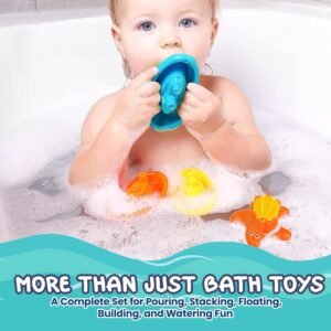 11-Pc Bath Toys Set for Kids | Watering Can, Boats, Animal Toys & More - Image 4