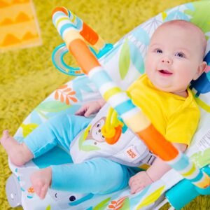 Bright Starts Rainforest Vibes Baby Bouncer: 3-Point Harness, Vibrating & Toy Bar - Image 5