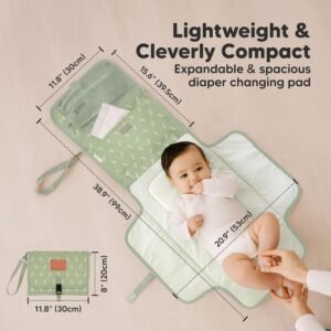 KeaBabies Portable Waterproof Diaper Changing Pad & Travel Clutch (Acacia) - Image 3