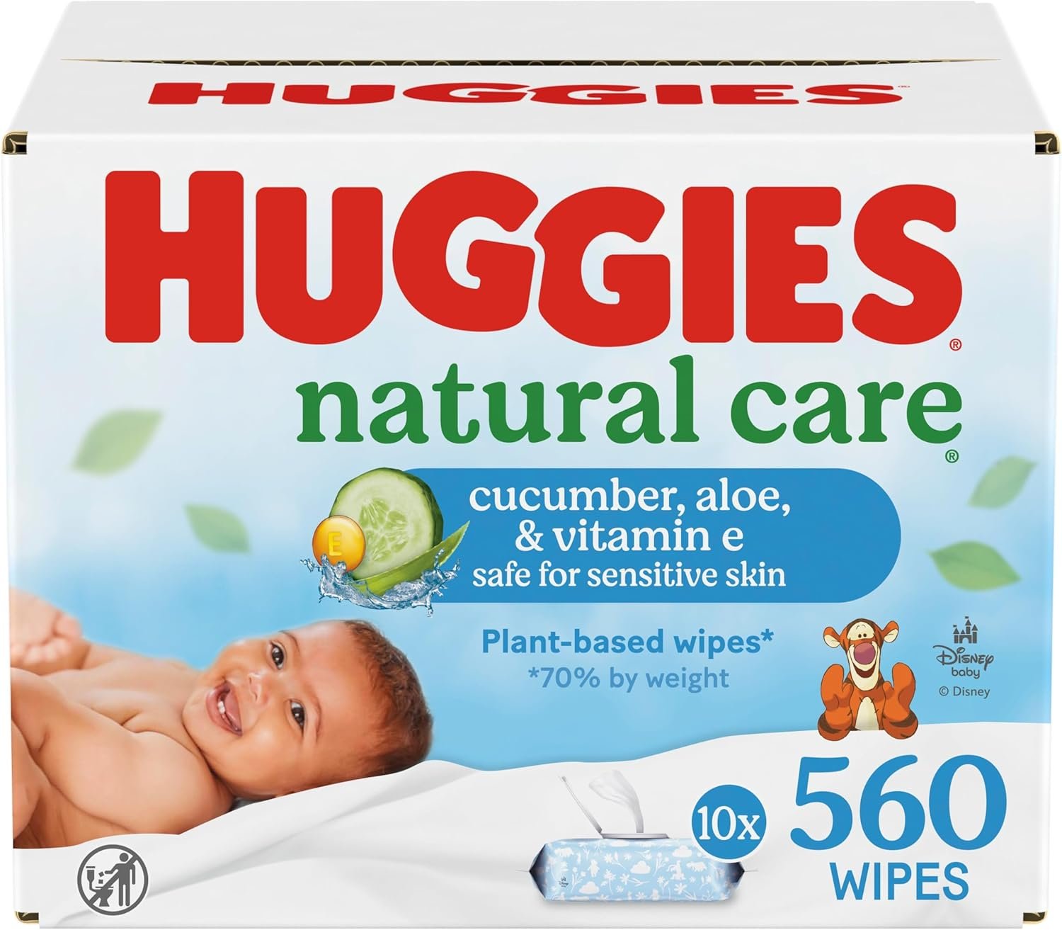 HUGGIES Baby Wipes, Huggies Natural Care Refreshing, SCENTED, Hypoallergenic, 10 Flip-Top Packs, 560 Count