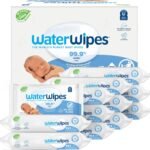 WaterWipes Plastic-Free Original Baby Wipes, 99.9% Water Based Wipes, Unscented & Hypoallergenic for Sensitive Skin, 720 Count (12 packs), Packaging May Vary