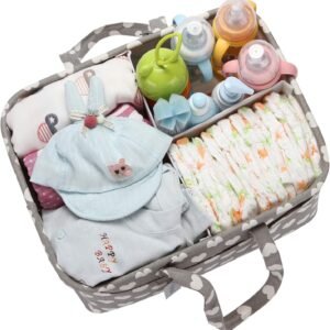 Hinwo Baby Diaper Caddy - 3-Compartment Nursery Tote & Organizer, Grey Heart - Image 5