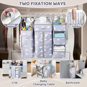 Orzbow XL Diaper Caddy Organizer - 3-in-1 Baby Essentials, Grey Cloud - Image 5