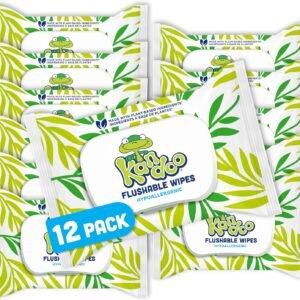 Kandoo Sensitive Flushable Cleansing Wet Wipes, Fragrance Free, Case of 12 x 42 Wipes
