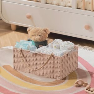 Pink Baby Diaper Caddy Organizer - Portable Nursery Storage & Gift - Image 6