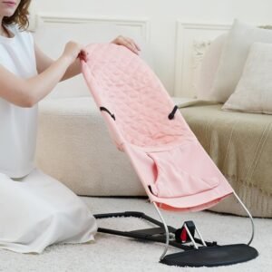 Ergonomic Pink Fabric Seat Cover for Babybjörn Bouncer - Hypoallergenic - Image 5