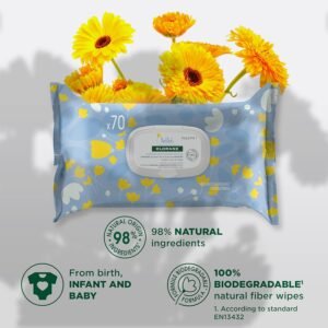 Klorane Baby Gentle Body Wipes with Calendula - Biodegradable 70 Wipes - Image 3