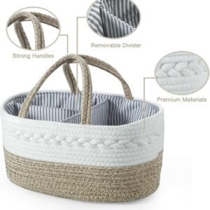PandaEar Cotton Rope Baby Diaper Caddy Organizer - Portable Nursery Storage - Image 2