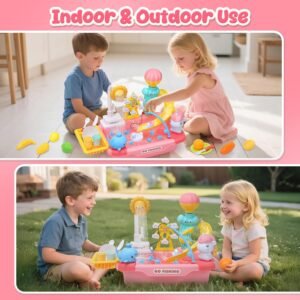 Cute Stone Kids Play Sink with Running Water & Electric Faucet Toy - Image 5