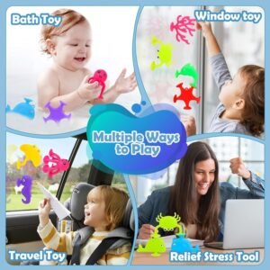 Suction Cup Bath Toys Set for Kids – 32 Ocean Animal & Dinosaur Eggshell for Ages 3-10 - Image 3