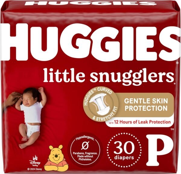 HUGGIES Diapers Size Preemie - Huggies Little Snugglers Disposable Baby Diapers, 30Ct, Jumbo Pack