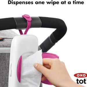 Oxo Tot Portable Wipes Dispenser - Pink Travel Wipe Holder for Baby - Image 6