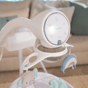 InLighten Baby Swing - 5 Speed Swivel Seat, Safety Harness & Nature Sounds - Van Elephant - Image 14