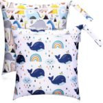 Guiqulai Wet Dry Bags 2 Pcs Waterproof Wet Laundry Bag Baby Diaper Organizer Reusable Storage Bag for Wet Clothes Swimming Gym Pool Beach Supplies