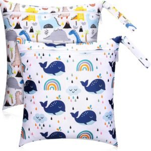Guiqulai Wet Dry Bags 2 Pcs Waterproof Wet Laundry Bag Baby Diaper Organizer Reusable Storage Bag for Wet Clothes Swimming Gym Pool Beach Supplies