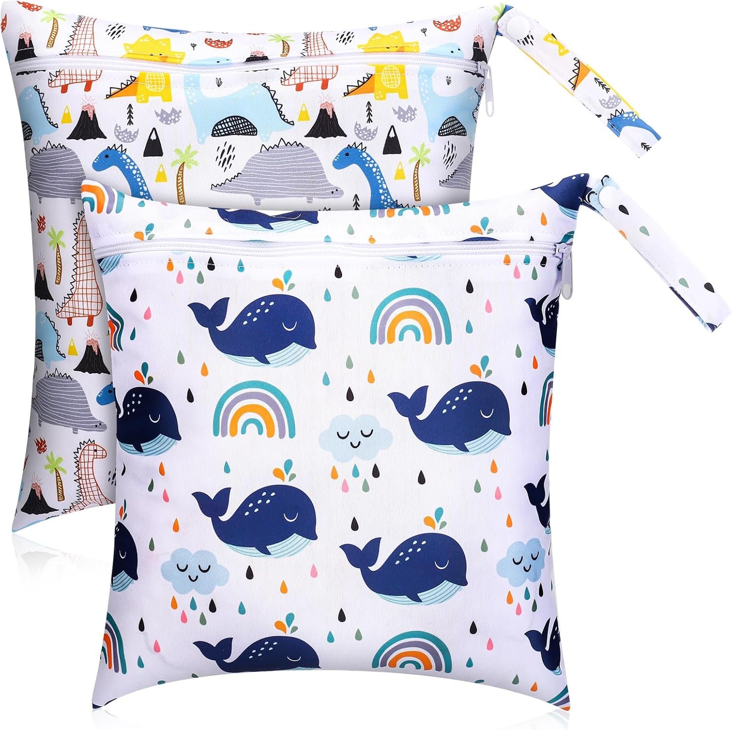Guiqulai Wet Dry Bags 2 Pcs Waterproof Wet Laundry Bag Baby Diaper Organizer Reusable Storage Bag for Wet Clothes Swimming Gym Pool Beach Supplies