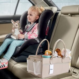 EIDANZ Portable Baby Diaper Caddy Organizer & Storage Tote - Beige - Image 6