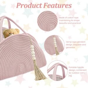 Arc Design Pink Diaper Caddy Basket with Handle & Dividers for Baby - Image 5