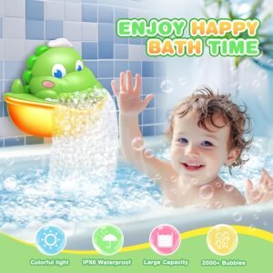 Dinosaur Bubble Bath Toy Machine for Toddlers 1-5 Years - Light-Up Fun! - Image 2