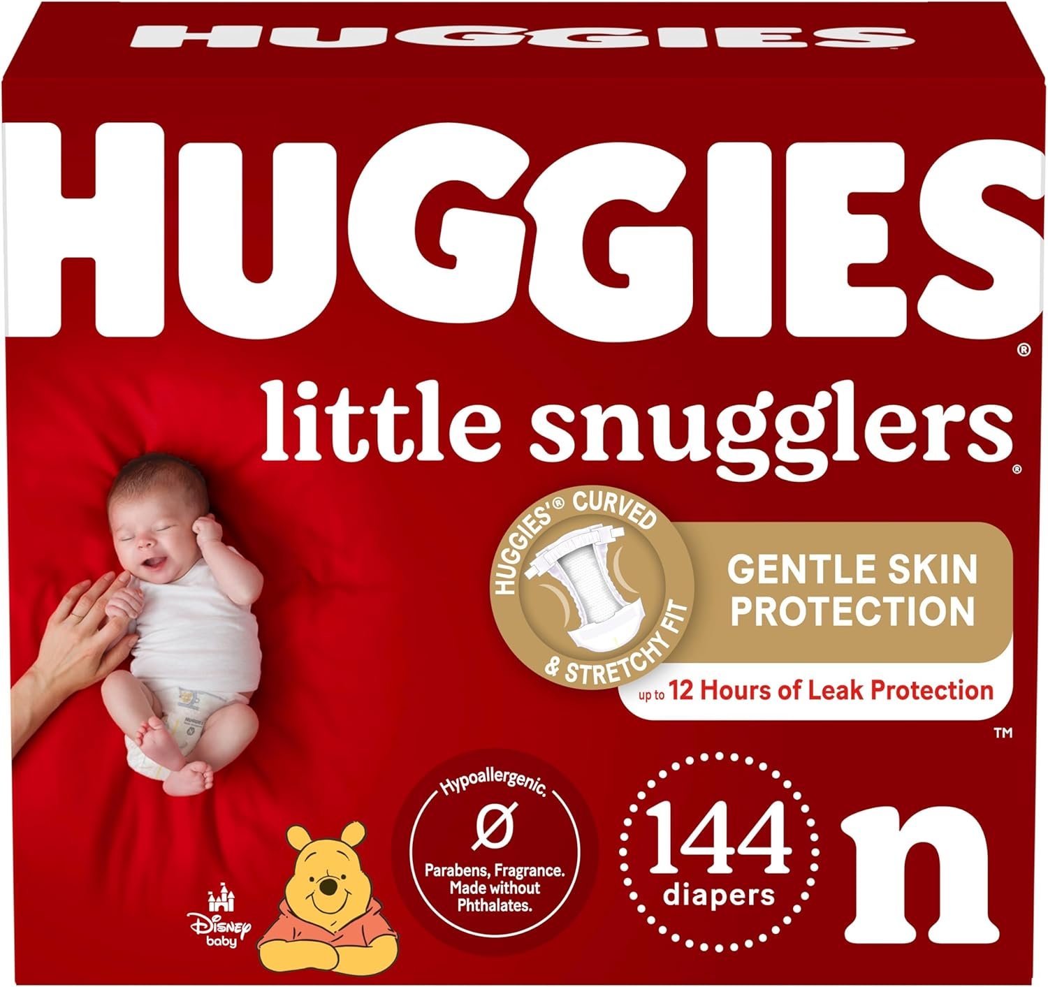 Huggies Newborn Diapers, Little Snugglers Newborn Diapers, Size 1 (up to 10 lbs), 144 Count