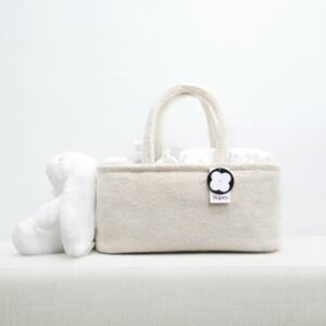 MAPES Baby Diaper Caddy Organizer Set - Elegant Cream Sherpa Nursery Storage - Image 8