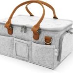 HOME FOR EACH Diaper Caddy With Lid, Organizer for New Mom Gifts, Newborn Essentials, Registry Search, Gift Basket, Must Haves Travel Bag