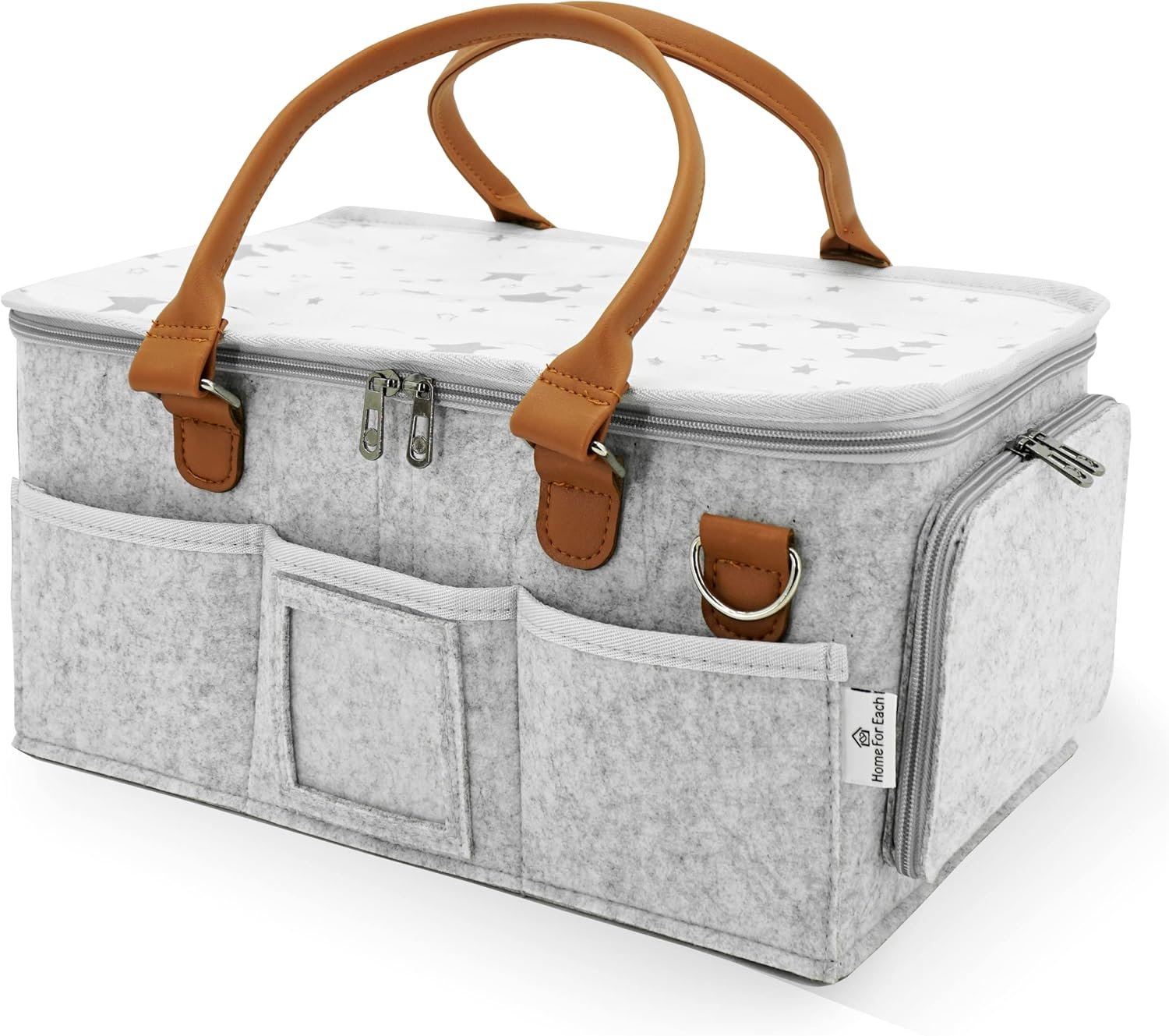 HOME FOR EACH Diaper Caddy With Lid, Organizer for New Mom Gifts, Newborn Essentials, Registry Search, Gift Basket, Must Haves Travel Bag