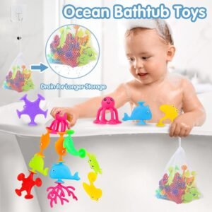 24PCS Suction Cup Bath Toys for Toddlers - Ocean Animals & Dinosaurs - Image 2