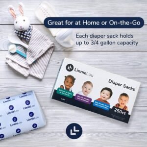 250 Pack LinnieLou Disposable Diaper Sacks - Portable & Convenient, Blue - Image 5