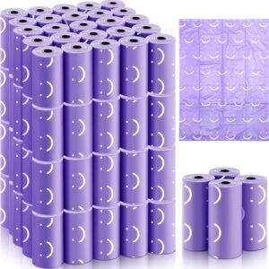 Wowangce 1500 Count Diaper Disposable Bags for Baby Diaper Bags Diaper Sacks Baby Powder Scent Diaper Disposal or Pet Waste Bags, 100 Rolls(Purple)
