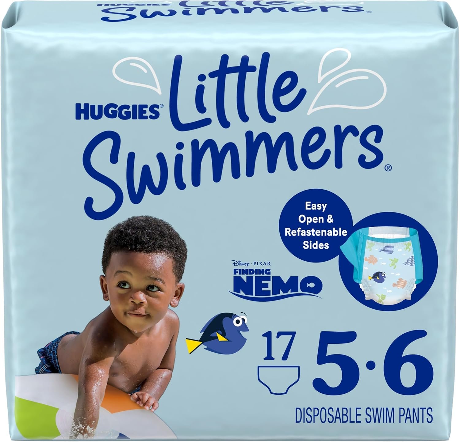 HUGGIES Swim Diapers, Size 5-6 Large, Huggies Little Swimmers Disposable Swimpants, 17 ct ( Packaging may vary )
