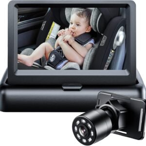 Itomoro Baby Car Mirror, View Infant in Rear Facing Seat with Wide Crystal Clear View,360° Rotation Plug and Play Easy Install baby car monitor 1080p