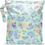 Bumkins Disney Waterproof Wet Bag for Baby, Travel, Swim Suit, Cloth Diapers, Pump Parts, Pool, Gym Clothes, Toiletry, Strap to Stroller, Daycare, Zipper Reusable Bag, Wetdry Packing Pouch, Stitch