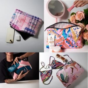 L'OLGA Striped Wet/Dry Bag | Lightweight Makeup & Toiletries Pouch - Image 2