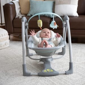 5-Speed Portable Baby Swing with Music & Nature Sounds - Ingenuity Hugs & Hoots - Image 3