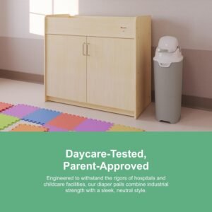 Foundations Tall Diaper Pail - Airtight, Odorless, Holds 60 Diapers, Green - Image 7
