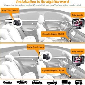 DoHonest HD 1080P Baby Car Camera: 360° Rotating Backseat Monitor with Night Vision - Image 6