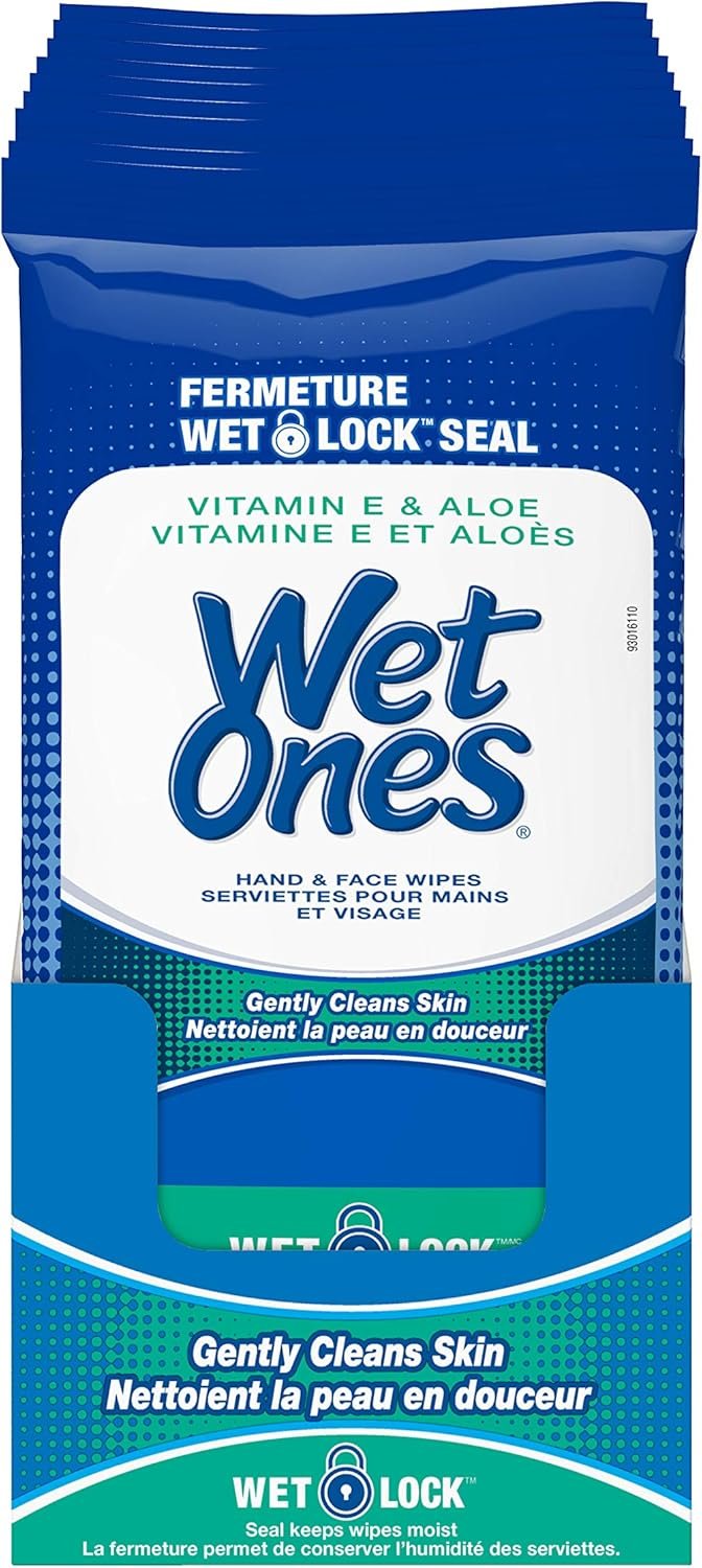 Wet Ones Vitamin E and Aloe Hand Wipes, Wet Wipes, 20 Count (10 pack)
