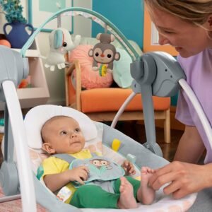 Bright Starts 6-Speed Portable Baby Swing with Music & Toy Bar - Whimsical Wild - Image 13