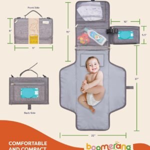 Boomerang Portable Diaper Changing Pad with Shoulder Strap & Storage - Waterproof Comfort Base for Babies - Perfect Baby Shower Gift - Image 3