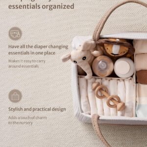 Blissful Diary Cotton Rope Diaper Caddy Organizer - Large Baby Shower Gift - Image 2