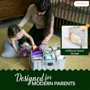 Stylish Gray Baby Diaper Caddy Organizer - Portable, Washable & Sturdy - Image 4