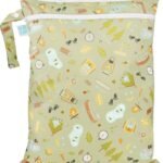 Bumkins Waterproof Wet Dry Bag for Baby, Travel, Swim Suit, Cloth Diapers, Pump Parts, Pool, Gym Clothes, Toiletry, Hook to Stroller, Daycare, Zip Reusable Bag, Wetdry Packing Pouch, Camp Gear Green