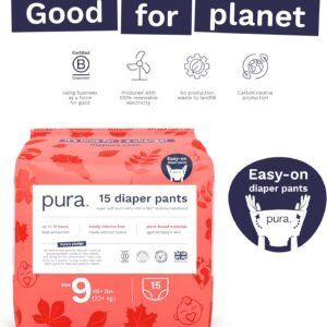 Pura Size 9 Hypoallergenic Diaper Pants (48+ lbs) - Overnight Leak Protection, 45 Pull-Ups - Image 5