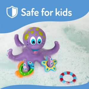 Nuby Purple Octopus Bath Toy with 3 Hoopla Rings - Interactive Fun - Image 5