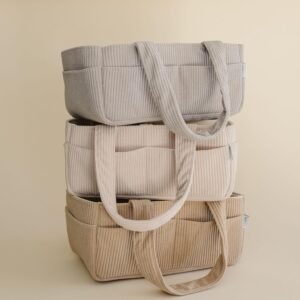 Stylish PUTSKA Baby Diaper Caddy Organizer - Corduroy Cream Nursery Storage - Image 8