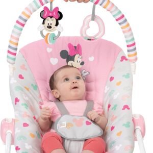 Disney Baby MINNIE MOUSE Infant to Toddler Rocker & Seat with Vibrations and Removable Toy Bar, 0-30 Months Up to 40 lbs (Forever Besties)