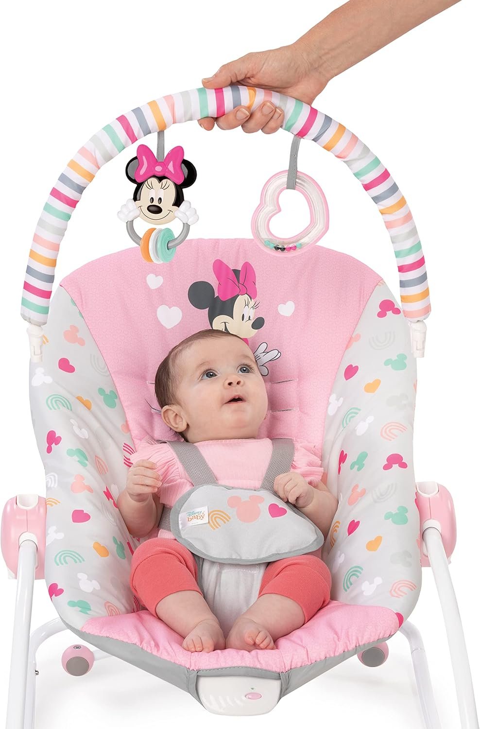 Disney Baby MINNIE MOUSE Infant to Toddler Rocker & Seat with Vibrations and Removable Toy Bar, 0-30 Months Up to 40 lbs (Forever Besties)