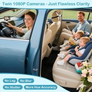 Pemacom Baby Car Camera for Twins: 7'' HD Dual Screen, Night Vision - Image 6